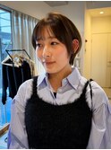 ショート　丸みショート　オリーブブラウンカラー　ブラウン