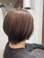 美容室 グリリ(guriri)&nbsp;前下がりショートボブ×オレンジブラウン