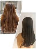 髪質改善トリートメント×赤みのないオリージュカラーで透明感UP