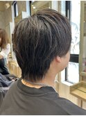 爽やかメンズ☆無造作ツーブロックマッシュナチュラル黒髪