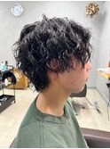 鹿児島ツイストスパイラルパーマセンターパート波巻きパーマ30代