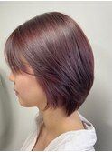 ショートヘアのピンクカラー/インナーカラー/インナーピンク