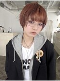 マッシュショートスカーレットオレンジベージュ