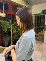 ヲタク(wotaku.)&nbsp;ピンクブラウン暖色カラー切りっぱなしボブブリーチなしカラー