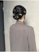 【リボンシニヨンヘアアレンジ】ヘアセットお呼ばれヘアカチモリ