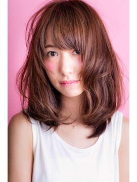 エルデ ナインズ ヘアー スタンド 川口店(elde 9's HAIR STAND) 15モーブカラー&セミウェットなワイドバングなくびれミディ 川口
