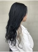 ネイビーブルー 青 インナーカラー ハイトーンカラー 担当 山中