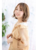ミック ヘアアンドメイク アップ 駒込店(miq Hair&Make up) ミルクティカラーでやわらかフェミニン☆くせ毛風ボブディ