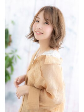 ミック ヘアアンドメイク アップ 駒込店(miq Hair&Make up) ミルクティカラーでやわらかフェミニン☆くせ毛風ボブディ