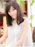 斜めバング暗髪小顔切りっぱなしミディアムc5浦和20代30代40代