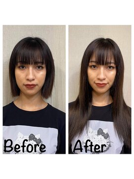 エクステ美容室 セクション 横浜石川町(SECTION) 切りっぱなしボブにエクステ