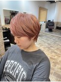 ピンクベージュ×メンズショート