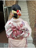 大人上品なタイトシニヨン 卒業式　振袖着付け