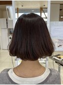 レッドブラウン ミディアムボブ