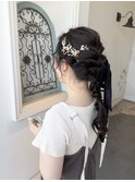 ベロアリボン レイヤーカット オリーブベージュ
