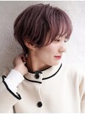 大人可愛い20代30代40代黒髪前下がりひし形小顔ボブ丸みショート