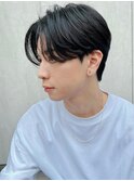 メンズショートアップバングマッシュパーマ センター分け A0826
