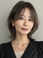 ネックス 表参道本店(nex)&nbsp;デザインカラーレイヤーカットウェットヘアオリーブベージュ白髪