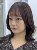 ◎美髪カールピンクブラウンロングセミディ似合わせ前髪
