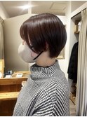 小顔ショートボブ丸み暖色10代20代吉祥寺オレンジブラウン