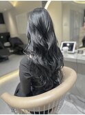 ★丸型逆三角ホワイトグレージュデジタルパーマチェリーブラウン