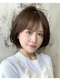 「岩田莉奈」地毛風縮毛矯正 ひし形ショートボブ 白髪染め 新宿