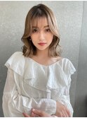 ピンクベージュアンブレラカラー仙台レイヤーカット韓国前髪