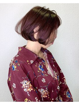 マーシアバイアルティナ 蒲田店(Marcia by artina) ぱつっとラインボブ×ローズレッド[Macia蒲田]