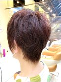 大人可愛い無造作大人ショート　レッドブラウン　ピンクブラウン