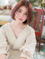 カバーヘア ブリス 戸田公園西口店(COVER HAIR bliss)&nbsp;外国人風ショコラピンクワンレンボブc5戸田公園20代30代40代