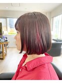 【U Hair】コンパクトボブ×インナーピンクデザインカラー