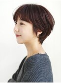 丸みショート・ボブ/丸顔/前髪あり/絶壁解消/20代/30代/長め