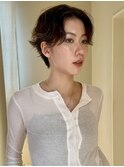 ショートパーマ銀座メガネ女子丸みショート大人可愛い小顔カット