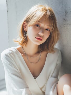 前髪顔まわりカット/外ハネボブ/丸みボブ/ショートボブ