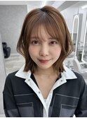 くびレイヤーボブルフネビージュ小顔ワンレンこなれミディ