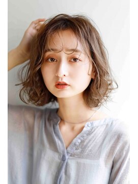 ムウ 難波(MOU) ボブクールショート前髪イメチェンピンクベージュ30代40代50代