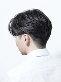 フェザーパーマ/ブルーブラック/刈り上げセンターパート[新宿]