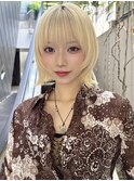 ウルフボブレイヤー×ケアブリーチ×ブロンドカラー
