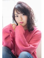 ディ シェーレ 磯子本店(die schere)&nbsp;ピンクブラウン×セミディ×サイドバング