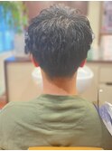 ハイライト/マッシュパーマ/アッシュブラック<理容室>[亀戸]
