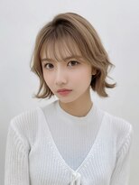 大人美人前髪ボブウルフ外国人風カラーフェミニンモード