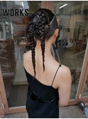 スリークモード三つ編みヘアセットヘアアレンジ