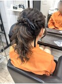 編み込みポニーテール