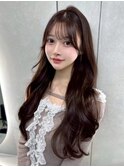 C99ロング韓国レイヤーカット透明感ブリーチなしくびれ巻き