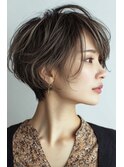◇大人可愛い20代30代40代50代前下がりショートボブ丸みショート
