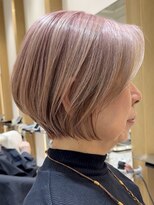 ソワネ 表参道(soigne) 表参道白髪ぼかしハイライトミディアムボブアッシュグレー50代
