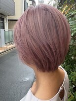 スエード(suede) ブリーチあり ピンクベージュ ショートボブ