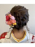 後毛あり編み込みアップスタイル