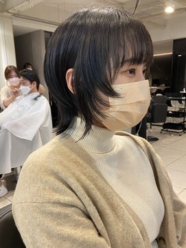 アクアオモテサンドウ(ACQUA omotesando) △ブリーチなし韓国風ブルーブラックボブウルフウルフカット