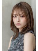 大人かわいい前髪セシルカットココアブラウンフリンジウェーブ